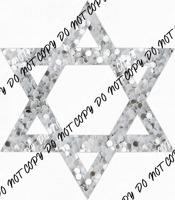 Star of David White faux sequin DTF Transfer - We Print U Press DTF Transfers