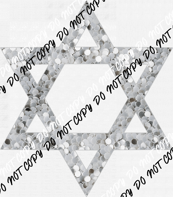 Star of David White faux sequin DTF Transfer - We Print U Press DTF Transfers