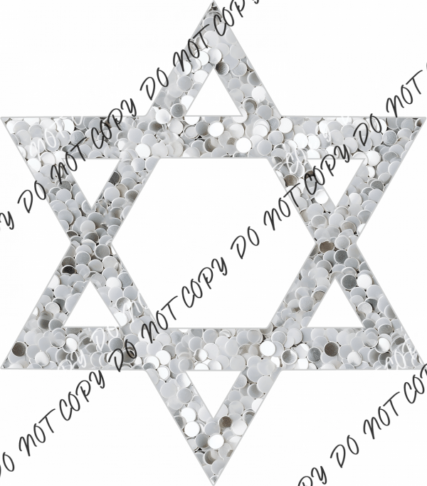 Star Of David White Faux Sequin Dtf Transfer Rtp Transfers