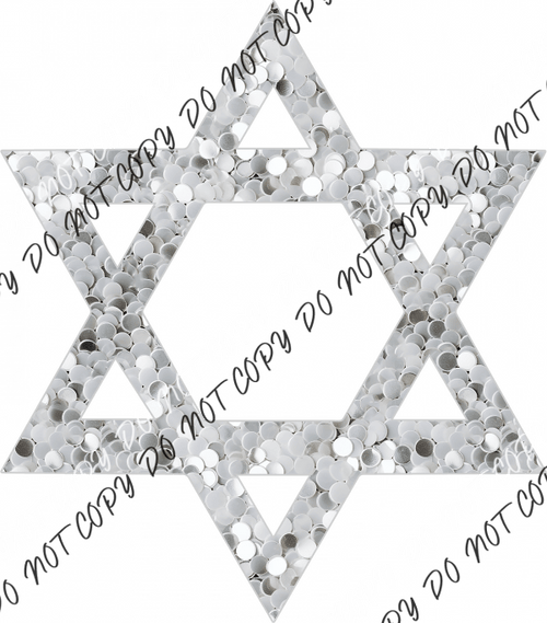 Star Of David White Faux Sequin Dtf Transfer Rtp Transfers