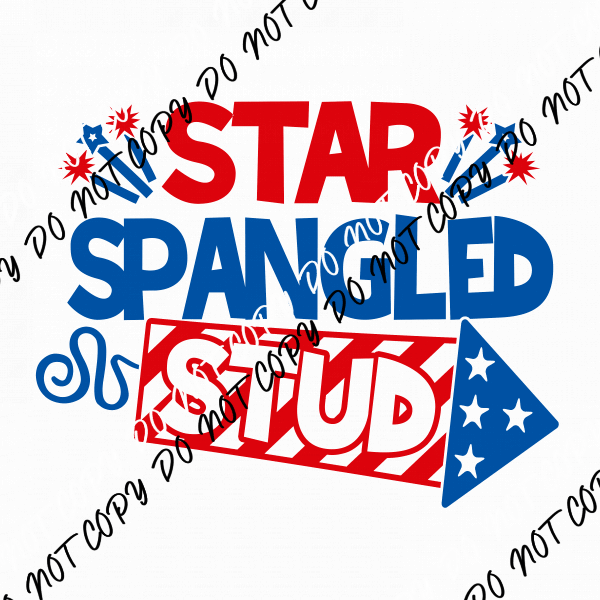 Star Spangled Stud Patriotic DTF Transfer - We Print U Press DTF Transfers