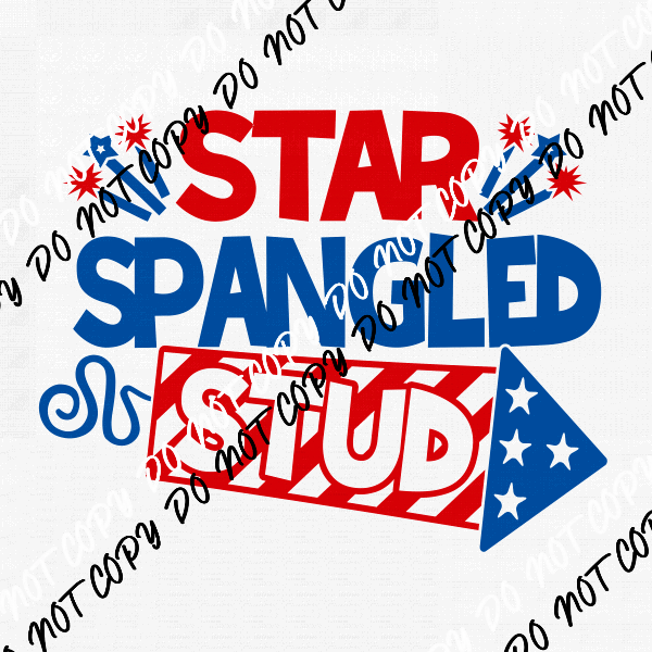 Star Spangled Stud Patriotic DTF Transfer - We Print U Press DTF Transfers