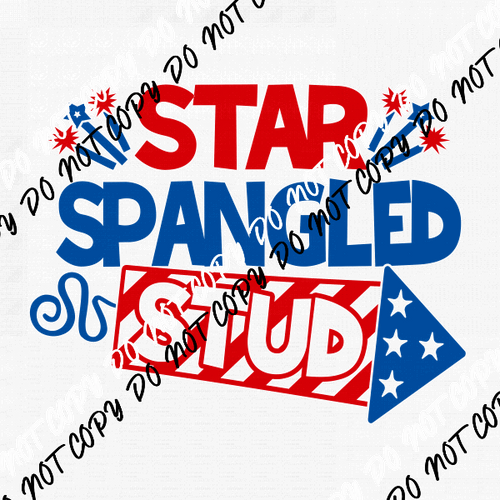 Star Spangled Stud Patriotic DTF Transfer - We Print U Press DTF Transfers