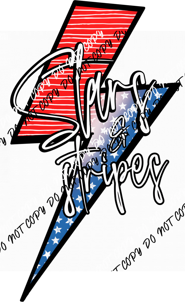 Stars and Stripes Bolt with Stars DTF Transfer - We Print U Press DTF Transfers