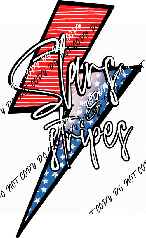 Stars and Stripes Bolt with Stars DTF Transfer - We Print U Press DTF Transfers