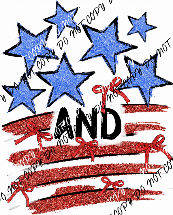 Stars and Stripes Glitter Bow DTF Transfer - We Print U Press DTF Transfers