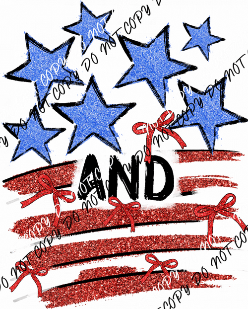 Stars and Stripes Glitter Bow DTF Transfer - We Print U Press DTF Transfers
