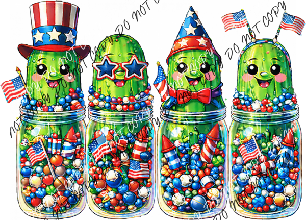 Stars and Stripes Pickle Party DTF Transfer RTP DTF Transfers