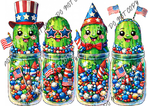 Stars and Stripes Pickle Party DTF Transfer RTP DTF Transfers