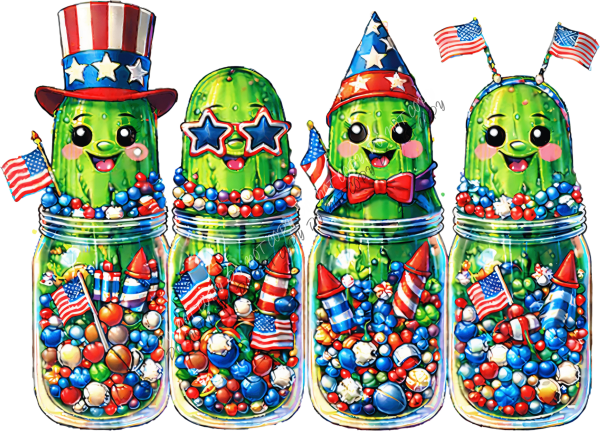 Stars and Stripes Pickle Party DTF Transfer RTP DTF Transfers
