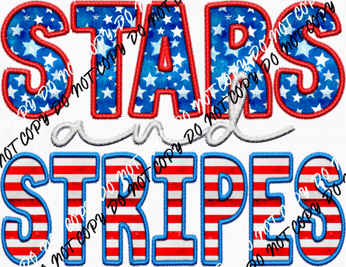 Stars Stripes Faux Embroidery DTF Transfer - We Print U Press DTF Transfers