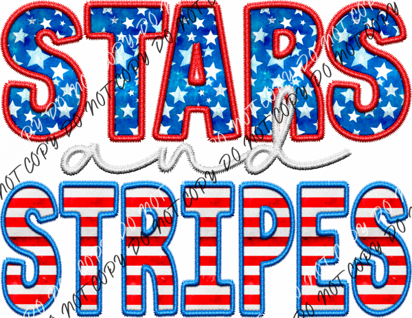 Stars Stripes Faux Embroidery Dtf Transfer Rtp Transfers