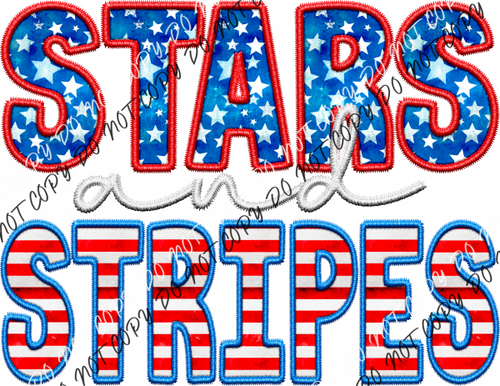 Stars Stripes Faux Embroidery Dtf Transfer Rtp Transfers