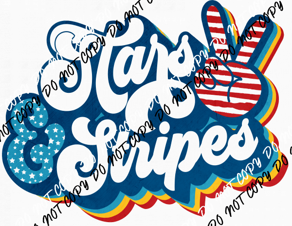 Stars & Stripes Peace Sign Retro DTF Transfer - We Print U Press DTF Transfers