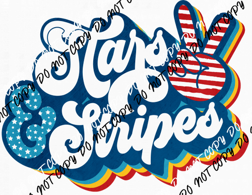 Stars & Stripes Peace Sign Retro DTF Transfer - We Print U Press DTF Transfers