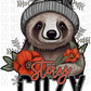 Stay Cozy Winter Sloth Faux Embroidery Dtf Transfer Rtp Transfers