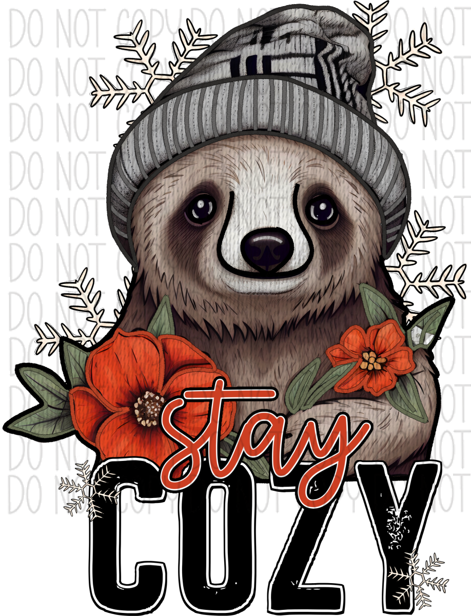Stay Cozy Winter Sloth Faux Embroidery Dtf Transfer Rtp Transfers