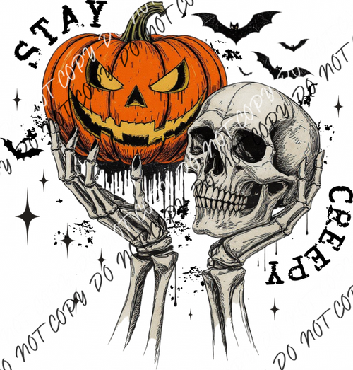 Stay Creepy Skull and Jack O Lantern DTF Transfer RTP DTF Transfers