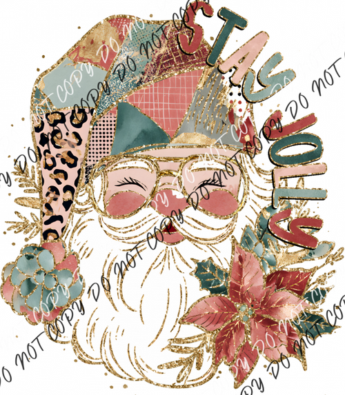 Stay Jolly Patchwork Santa DTF Transfer RTP DTF Transfers