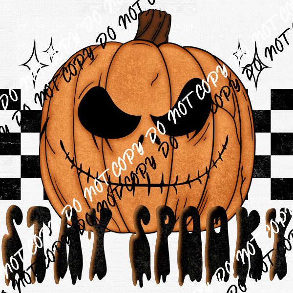 Stay Spooky Pumpkin with Checkerboard DTF Transfer - We Print U Press DTF Transfers