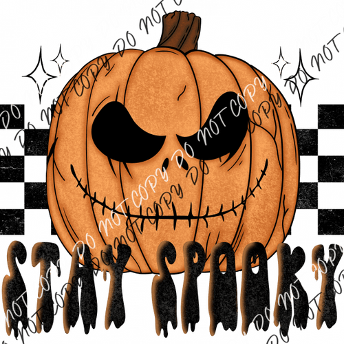 Stay Spooky Pumpkin With Checkerboard Dtf Transfer Transfers