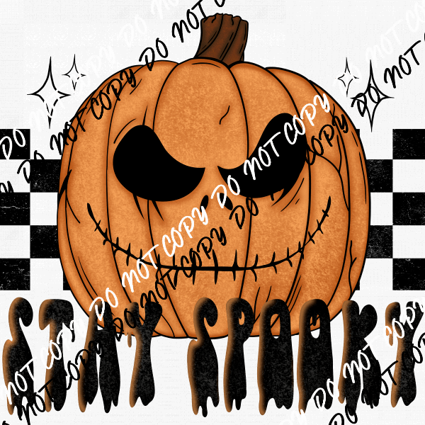 Stay Spooky Pumpkin with Checkerboard DTF Transfer - We Print U Press DTF Transfers