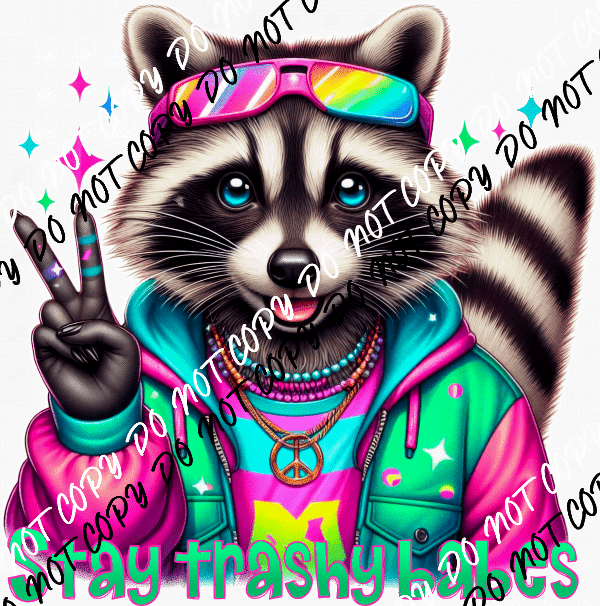 Stay Trashy Babes Raccoon DTF Transfer - We Print U Press DTF Transfers