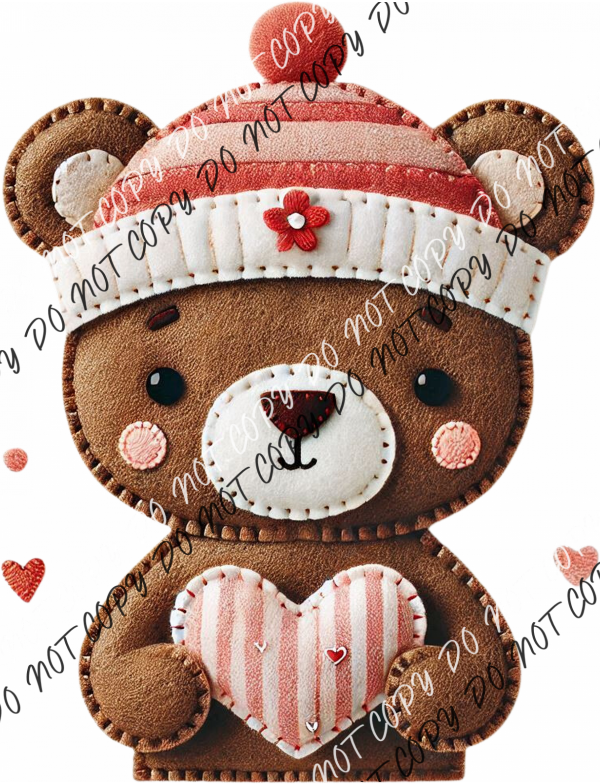 Stitched Heart Bear DTF Transfer RTP DTF Transfers