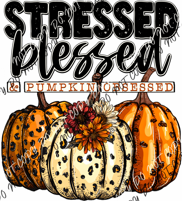 Stressed Blessed & Pumpkin Obsessed Dtf Transfer Rtp Transfers