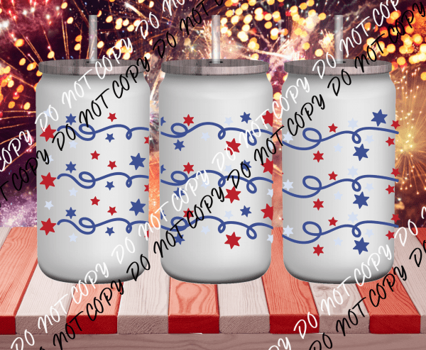 Strings and Stars UV Transfer for 16 oz Glass Can - We Print U Press DTF Transfers