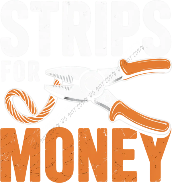 Orange and white striped candy cane with grooming tools, ready to press dtf transfer design