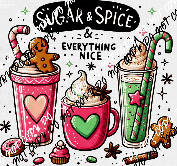 Sugar & Spice Christmas Drinks DTF Transfer - We Print U Press DTF Transfers
