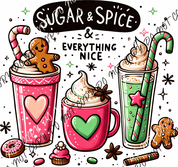 Sugar & Spice Christmas Drinks Dtf Transfer Rtp Transfers