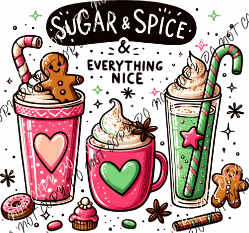 Sugar & Spice Christmas Drinks Dtf Transfer Rtp Transfers