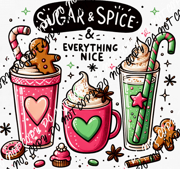 Sugar & Spice Christmas Drinks DTF Transfer - We Print U Press DTF Transfers