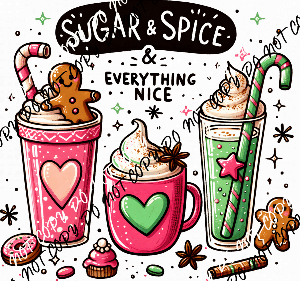 Sugar & Spice Holiday Drinks DTF Transfer - We Print U Press DTF Transfers