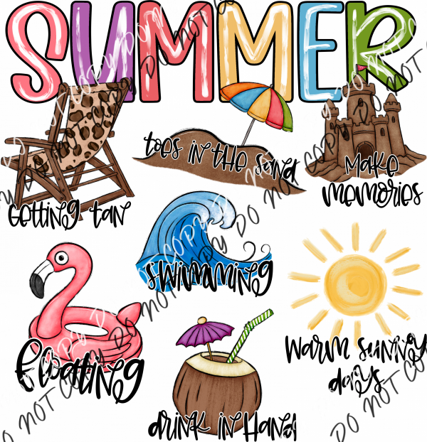 Summer Activities Collage Dtf Transfer Rtp Transfers