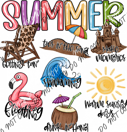 Summer Activities Collage Dtf Transfer Rtp Transfers