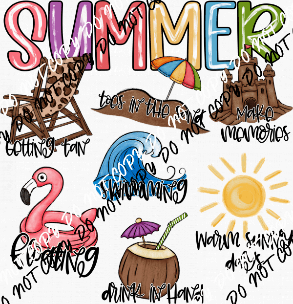 Summer Activities Collage DTF Transfer - We Print U Press DTF Transfers