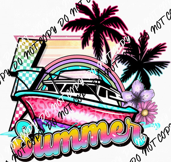 Summer Boat DTF Transfer - We Print U Press DTF Transfers