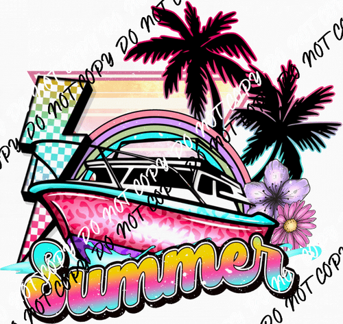 Summer Boat DTF Transfer - We Print U Press DTF Transfers
