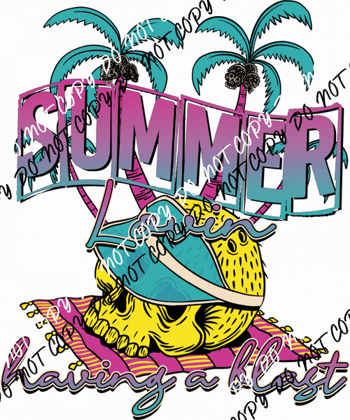 Summer Lovin Skull DTF Transfer - We Print U Press DTF Transfers