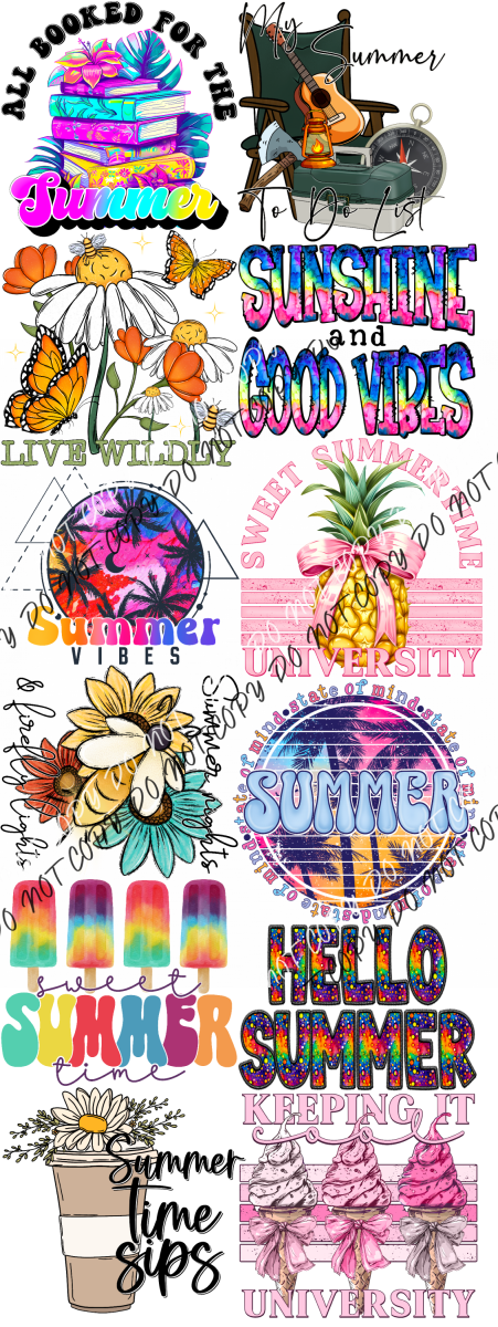 Summer Premade Bundle 60’ Gang Sheet Dtf Transfers