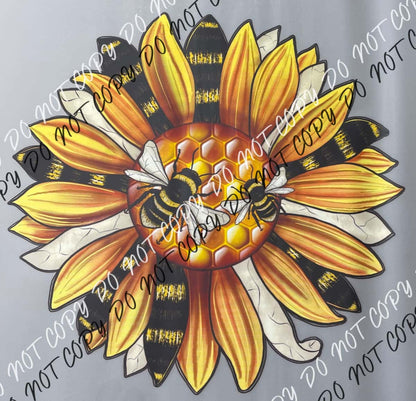 Summer Sunflower With Bees Dtf Transfer