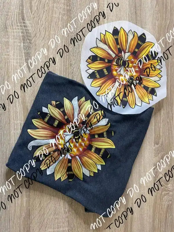 Summer Sunflower with Bees DTF Transfer - We Print U Press DTF Transfers