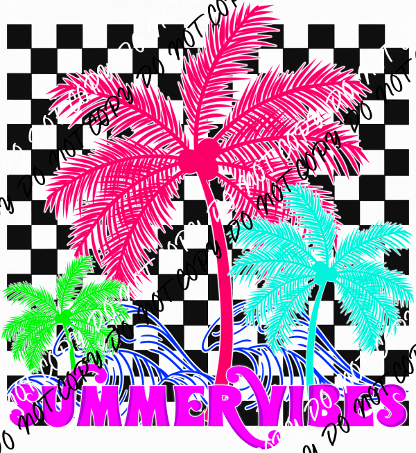 Summer Vibes Bright Palm Trees DTF Transfer - We Print U Press DTF Transfers