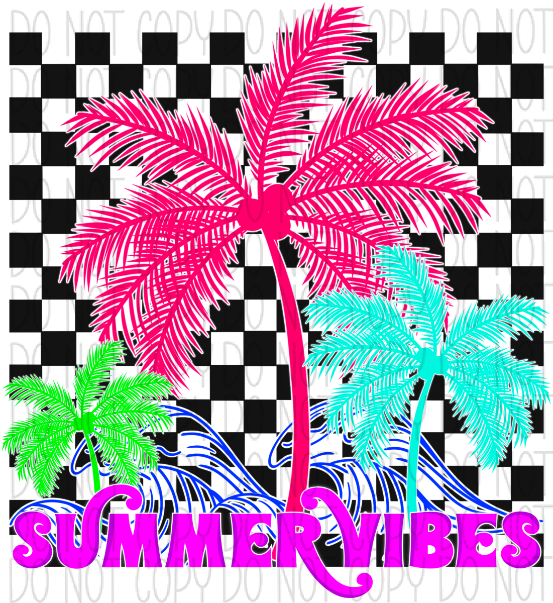 Summer Vibes Bright Palm Trees Dtf Transfer Rtp Transfers