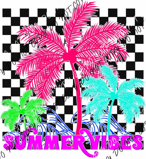 Summer Vibes Bright Palm Trees Dtf Transfer Rtp Transfers