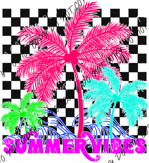 Summer Vibes Bright Palm Trees Dtf Transfer Rtp Transfers