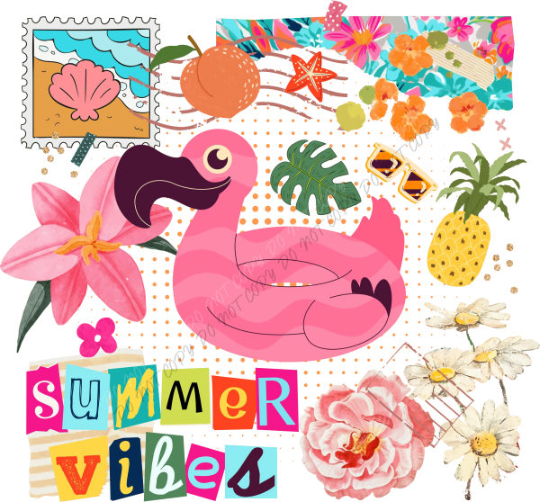 Summer Vibes Flamingo Beach DTF Transfer - RTP DTF Transfer